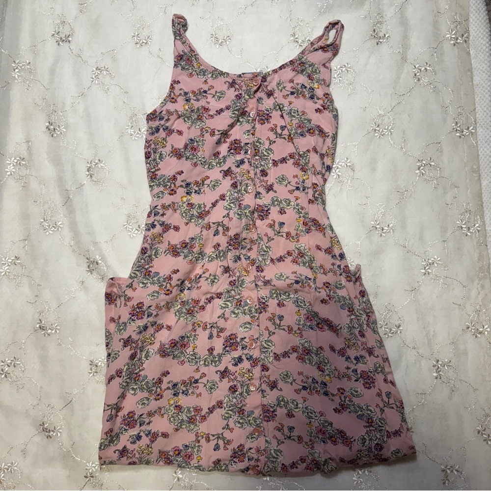 Vintage 80s pink floral button-front midi dress — Karavan Trading Co — size M